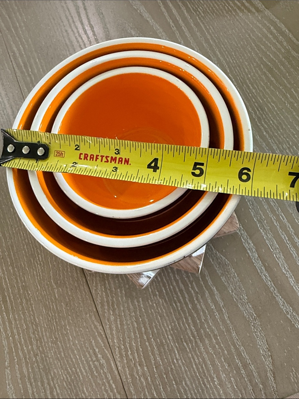 Orange/Black Striped Sm Mixing serving bowls Set of 3 Ceramic Nesting Bowls NWT - Picture 3 of 12